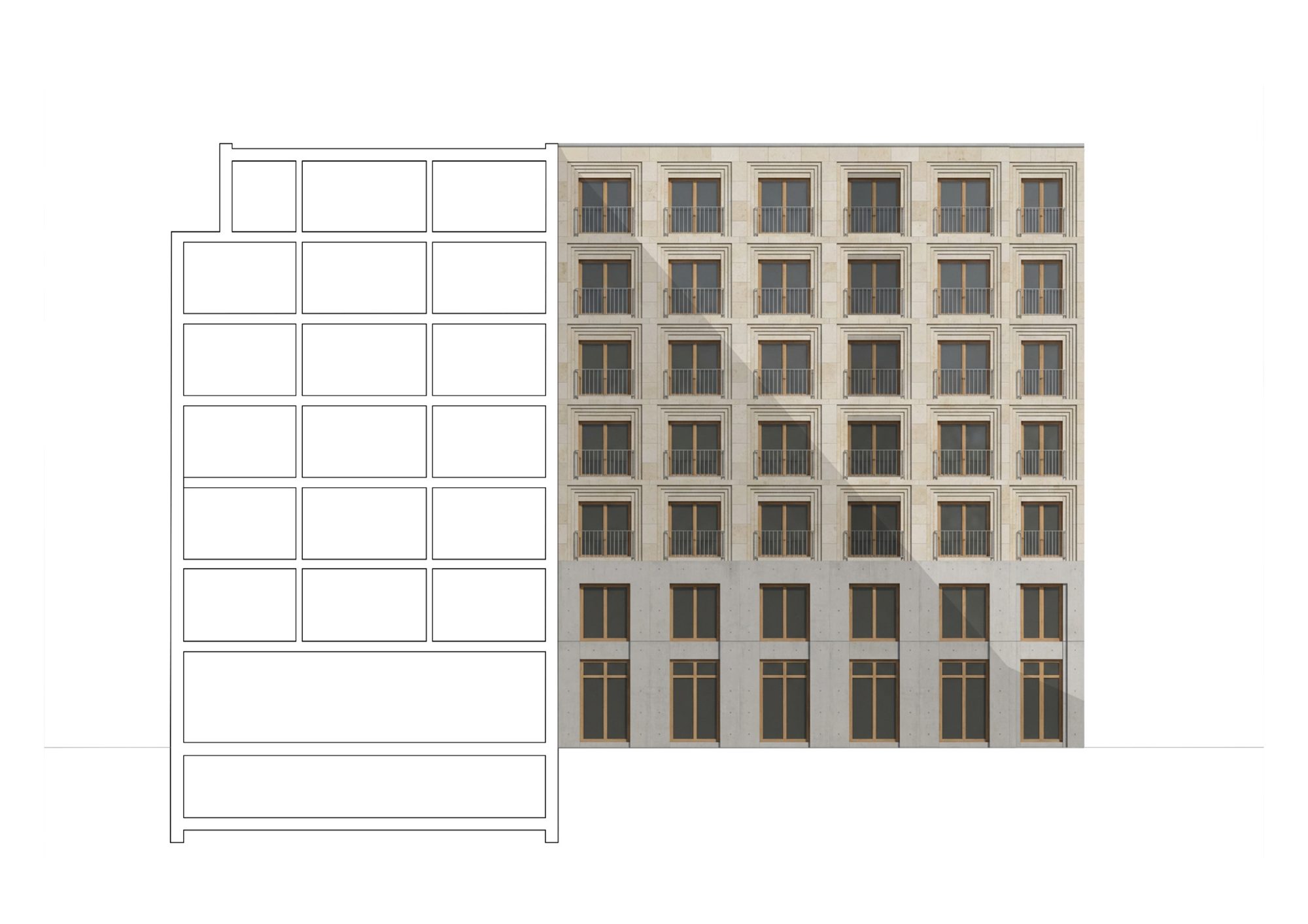 Architectural façade elevation study