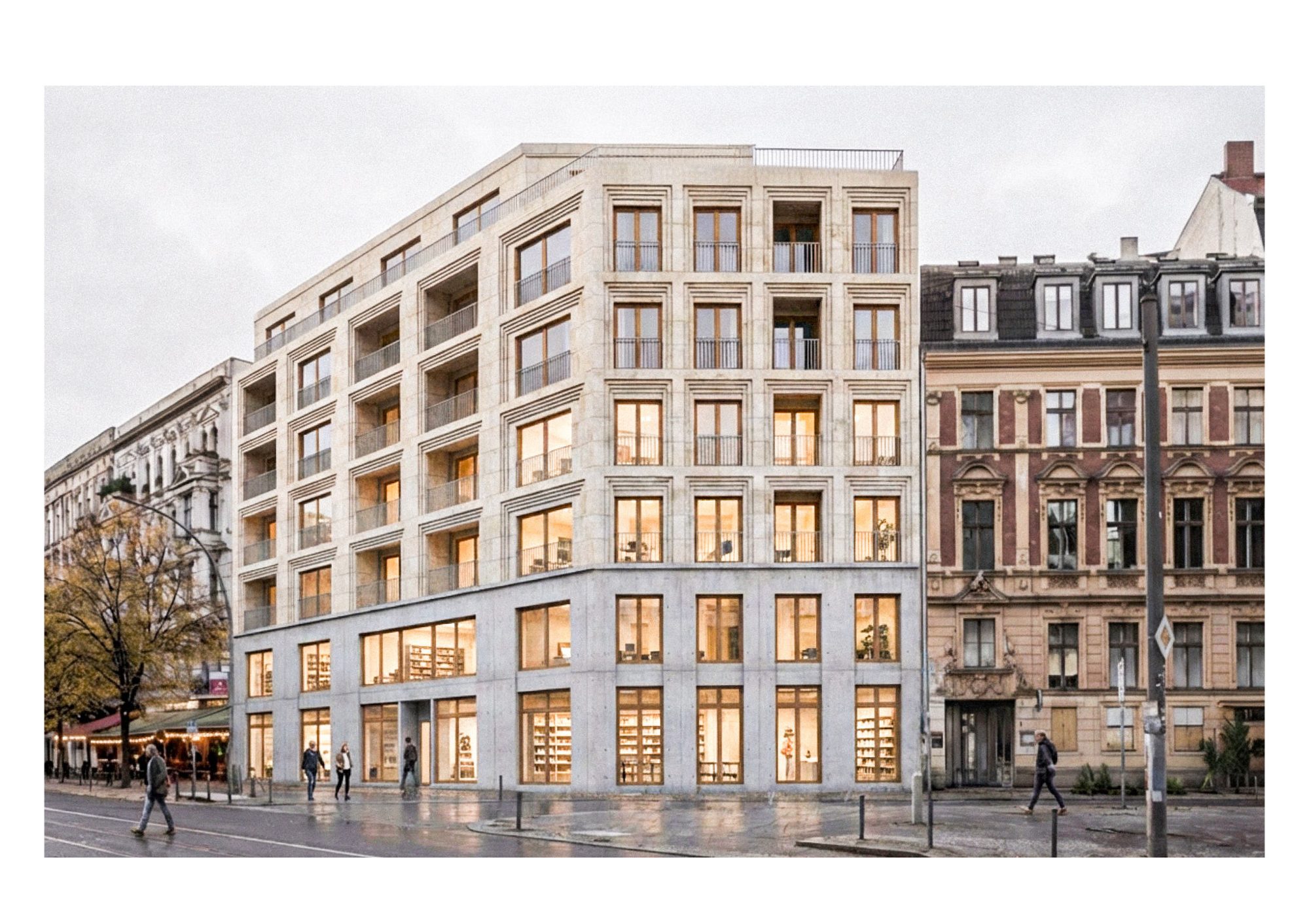 Street perspective of a façade design proposal